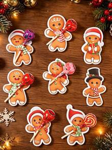 48pcs Christmas Cartoon Gingerbread Man Lollipop Cardstock, Christmas Mixed Style Lollipop Decoration Cardstock, Gingerbread Man Shaped Lollipop Cardboard, Christmas Candy Paper Packaging, Christmas Party Supplies, Christmas Party Decoration, Christmas Home Decor, Autumn/Winter Holiday Decoration, Room Decor, Kitchen Decor, Christmas Gift, Party Favors, Christmas Gift Wrapping Supplies, 2027 New Year Home Holiday Party Decoration - Christmas Gingerbread Man - View 3