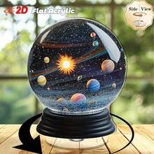 2D Flat, 1pc Rotating Solar System Snow Globe, Acrylic Glass Dome - Rotating Planet Model With Sun And 9 Major Planets Display, Suitable For Outdoor Desk Decor - Educational Astronomy Desktop Accessory, For Office, Room - Space Themed Gift, 2D Flat - Colorful - View 15