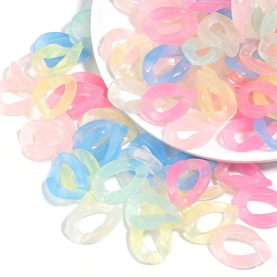 50pcs Acrylic Candy Color Chain Buckles, Transparent Jelly Color Connector Clips, DIY Glasses Chain Bag Chain Jewelry Accessories Chain Buckles, Jewelry Making Chain Accessories