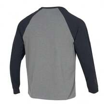 Skechers Unisex Raglan Long Sleeve T-Shirt Skin-Friendly Breathable Loose Color-Block Base Layer Top - Dark Grey - View 3