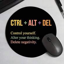 勵志 Ctrl Alt Delete 語錄圓形電競滑鼠墊，時尚黑色桌面保護墊，防滑橡膠底座，小尺寸防水，適用於筆記型電腦與桌上型電腦，適合辦公族與玩家的理想禮物 - 鼠標墊 - 查看 8