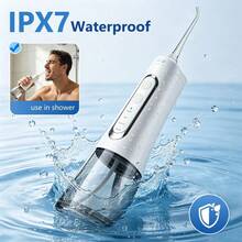 Hailicare Portable Water Flosser, 4 Modes, IPX7 Waterproof 300ML Water Flosser, Suitable For Home And Travel Teeth And Gum Cleaning, Type-C Charging, 2-Minute Auto Shut-Off And Smart Memory Function, Multiple Nozzles - White - View 5