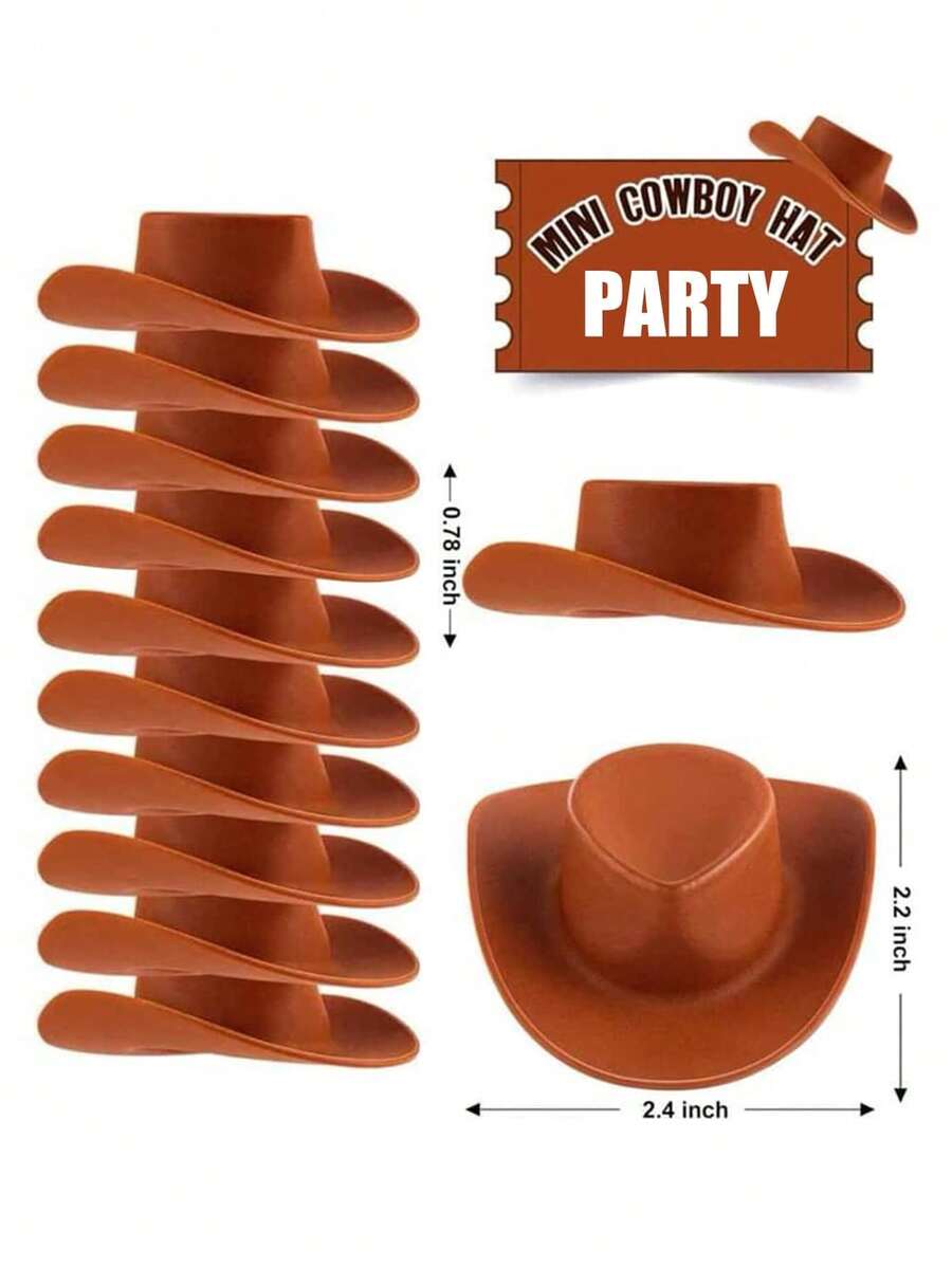 15/30/45pcs Plastic Mini Western Cowboy Hats, Cute Mini Hats, Party Accessories, Suitable For Role Play And Decoration - Cowboy Hat - View 1