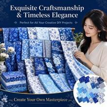 30pcs 25*25cm Hydrangea & Floral Print Fabric Set | Pre-Cut Quilt Squares, 30 Fashionable Floral Patterns, Suitable For Quilting, Patchwork, Sewing And DIY Crafts - Blue Series - View 10