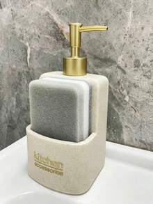 1pc 350ml Soap/Lotion Dispenser Bottle With Sponge Holder, Kitchen Accessory - A - View 4