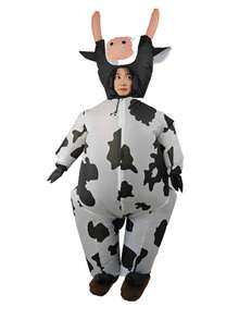 Halloween Christmas Party Cow Inflatable Costume, Unisex Inflatable Costume, Holiday Personalized Outfit Inflatable Costume, Blower Included, Battery Not Included - Size S Is Suitable for Heights 0.9m-1.2m - View 9