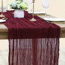 1pc Cheesecloth Table Runner, Semi-Transparent Gauze Tablecloth, Bohemian Or Rustic Style Wedding Table Decor, Suitable For Wedding Decoration, Arch Drapery, Bridal Shower, Holiday Party Decor - Multicolor - View 73