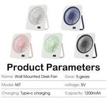 Portable Desktop Mini Fan, 5-Speed Adjustable, USB Rechargeable Table Fan, Digital Display Mini Hanging/Standing Fan, Outdoor Handheld Fan, Portable Durable Fan For Office, Dorm, Outdoor Travel - Desk Fan - View 9
