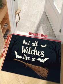 1pc New Halloween Witch & Bat Theme Pattern Doormat, Suitable For Living Room, Bedroom, Indoor - Machine Washable - Flannel Material, Soft Texture, Skin-Friendly, No Pilling, Water-Resistant, Easy Care, Odorless - Perfect For Home Decor, Room Decor, Living Room Rug, Bedroom Rug, Bathroom Rug, Kitchen Rug, Area Rug, Hotel Decor - Area Rug, All Season - Multicolor - View 13
