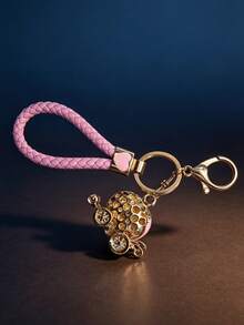 1pc Pumpkin Carriage Keychain, Rhinestone Bag Pendant, Key Strap, Metal Key Ring, Car Key Accessory, Backpack Charm - Multicolor - View 4