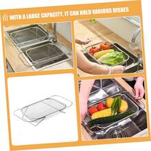 Rectangular Fruit And Vegetable Washing Basket Stainless Steel Draining Basket Sink Strainer For Kitchen Versatile Reusable Food Strainer For Washing Fruits Vegetables And Pasta Space-Saving Design - View 7