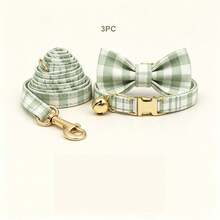 3pcs Cute Plaid Cat Collar Set With Bell, Adjustable Soft Neck Strap, Fashion Pet Accessory For Daily Walking - Multicolor - View 14