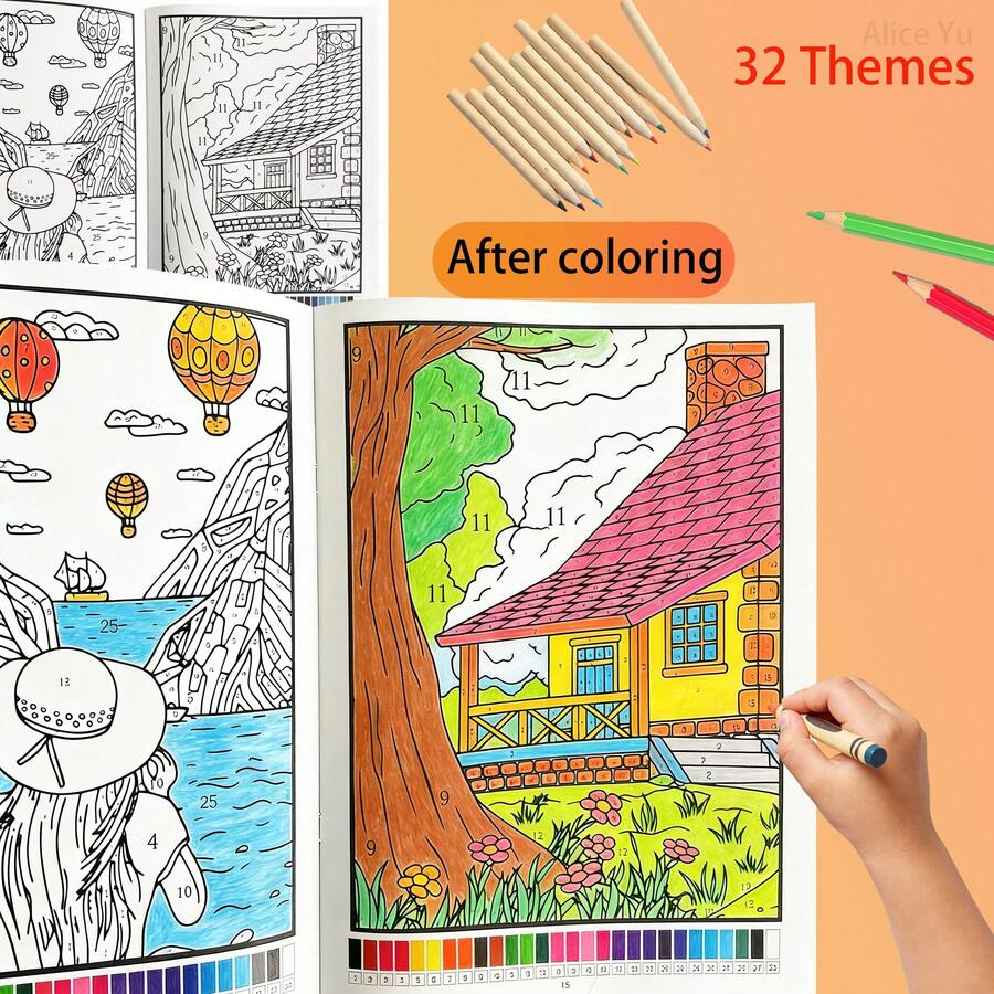 32 Themes Digital Coloring Book For Kids Adults, DIY Stress Relief Painting Book, Focus Training Gift