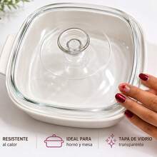 Corning® Microwave Plus® Square Glass Baking Dish With Lid - View 3
