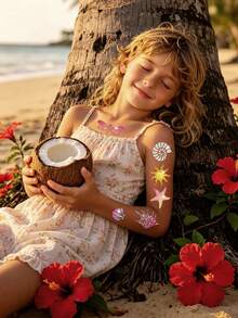 STARTTOOS 60pcs Ocean Floral & Animal Pattern Temporary Tattoo Stickers, Kids DIY Birthday Party Christmas Gift Arm Body Waterproof Temporary Tattoo Decals - Multicolor - View 5