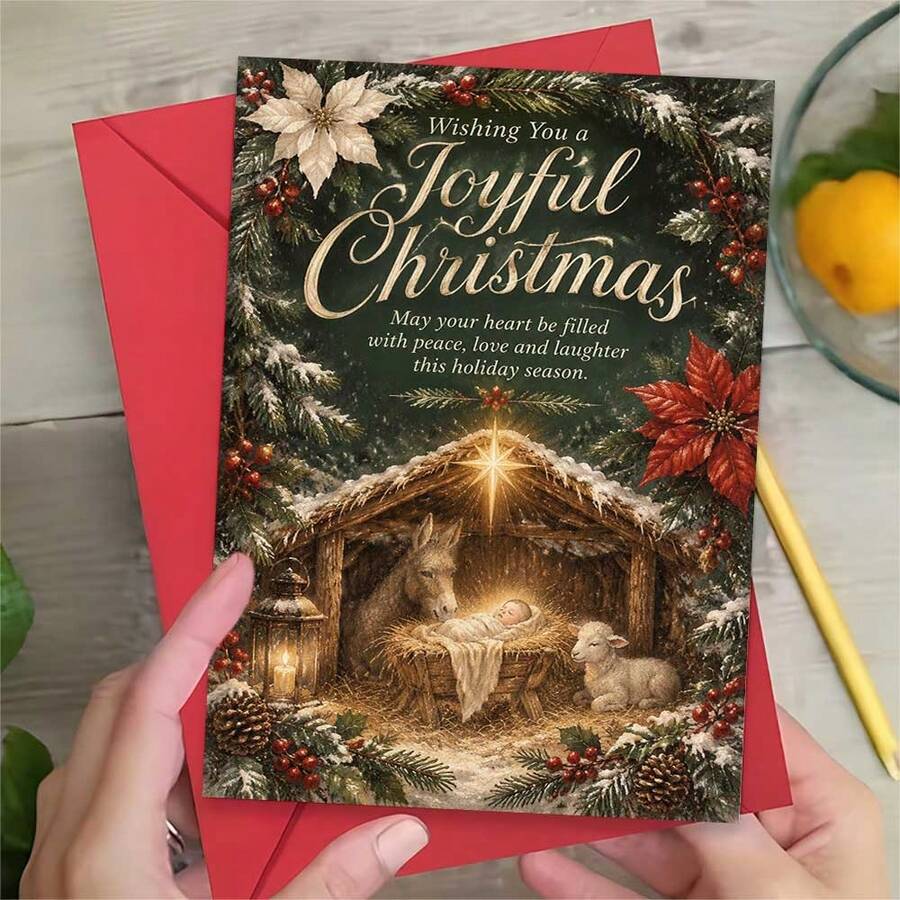1 Greeting Card + 1 Envelope, Cute Christmas Card, Kangaroo And Gingerbread Man Theme, Merry Christmas, Gift For Friends, Winter Holiday Art Card