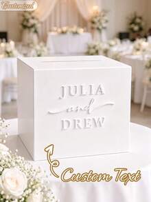 Personalized Acrylic Wedding Card Box, Customizable Name, Acrylic Rustic Classic Bohemian Style Wedding Decor Storage Box, Elegant Desktop Decoration, Suitable For Wedding Reception, Birthday, Anniversary And Graduation Party - Multicolor - View 7