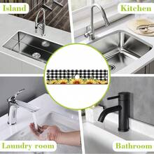 1pc Sunflower Floral Pattern Rubber Faucet Splash Guard Mat, Bathroom Faucet Anti-Splash Pad, Mud Guard, Moisture-Proof Non-Slip Faucet Mat, Kitchen Countertop Accessory. Protect Your Kitchen Countertop. - Multicolor - View 7