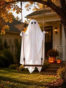 1PC Large Halloween Ghost Swing Hanging Decoration White Ghost Outdoor Patio Porch Tree Halloween Decoration Suitable For Outdoor Garden Porch Patio Party Decoration, Fall Decor - Multicolor - View 5