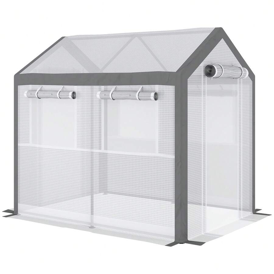 8 X 6 X 7 Ft Outdoor Walk-In Tunnel Greenhouse With Roll-Up Windows And 2 Zippered Doors, Weatherproof Plant Cover For Garden Backyard, Portable Clear PVC Greenhouse Tent For Seedlings And Vegetable Growing, Gray - 95.75 X 70.75 X 90.5 - View 1