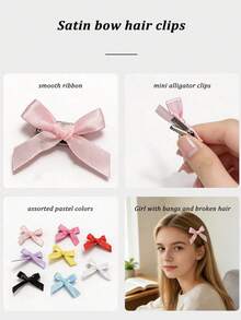60/30pcs Girls Fashion Ribbon Bow Hair Clips Y2K Colorful Small Bow Hair Accessories Side Clips For Braided Hair, Versatile Daily Hair Clips For Teen Girls, Back To School Gift - Multicolor - View 2