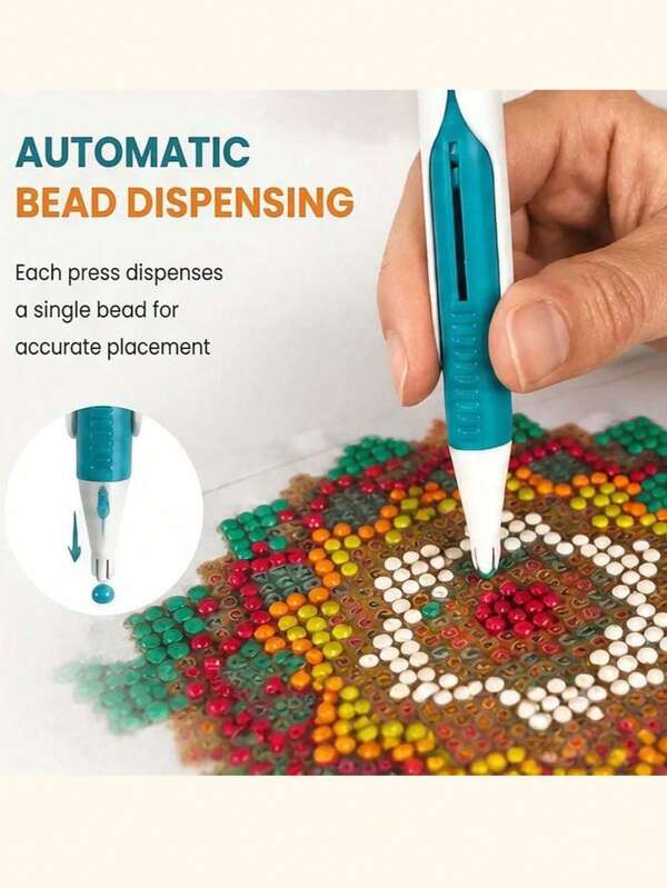 Automatic Dispensing Pen No Wax Orange | Automatic Painting Bead Dispenser Ergonomic 2.8mm Round Diamond Handicrafts Easy Beading DCHK