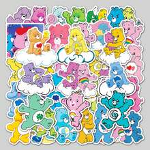 50/100/550pcs Cute Cartoon Care Bears Heart Design Sticker Pack, Including Love-A-Lot Bear, Funshine Bear, Friend Bear, Suitable For Gifts, Back To School And Other Occasions - A - View 8