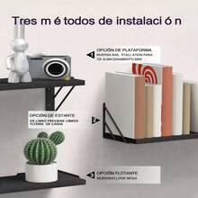 Estantes de pared para decoración de dormitorio, estantes de pared flotantes para sala de estar, almacenamiento de cocina, estantes flotantes de madera rústica montados en la pared para libros,Soportan Hasta 10 Kg, Fácil Instalación(juego de 3) - Negro - Ver 5