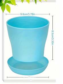 Colorful Mini Plastic Succulent Planter With Drainage Hole And Tray, Portable Lightweight Small Flower Pot, Indoor/Outdoor Nursery Container, Space-Saving Home Garden Decor, Practical Gardening Gift - Multicolor - View 7