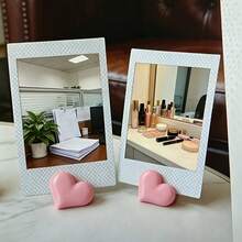 1/10/20pcs Sweet Style 3D Heart-Shaped Photo Holder, Sturdy Heart Structure, Supports Small Size Photos And Cards, Dressing Table Desk Desktop Photo Display Decoration Ornament - Pink Heart - View 2