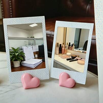 1/10/20pcs Sweet Style 3D Heart-Shaped Photo Holder, Sturdy Heart Structure, Supports Small Size Photos And Cards, Dressing Table Desk Desktop Photo Display Decoration Ornament