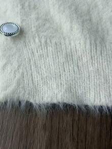 Minimalist Solid Color Velvet Women's Dress, Suitable For Dates, Holidays, And School, Autumn/Winter White - White - View 11