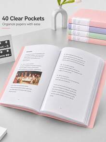 Bìa đựng tài liệu A4 40 ngăn, bìa trình bày túi trong suốt màu macaron, bìa kẹp hồ sơ PP nhẹ, phù hợp cho tài liệu trường học văn phòng, chứng chỉ, ghi chú, tác phẩm nghệ thuật, bản nhạc, bài kiểm tra, lưu trữ hồ sơ, đồ dùng quay lại trường học - Nhiều màu - Xem 7