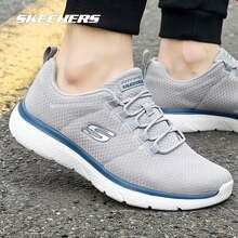 Skechers Men's Breathable Flyknit One-Piece Soft Sole Cushioned Daily Running Shoes - Gray Blue - View 3