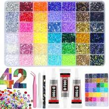 48,000pcs 60 Colors Resin Jelly Rhinestone Set, Multi-Color Flat Back Rhinestones For Diamond Painting, Includes 4 Bottles 10ml B7000 Jewelry Glue And Tools, Christmas Birthday Gift For Women - Sets - View 12