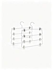 2Pcs 4-Tier Pants Hangers With Non-Slip Clips, Stackable Rustproof Stainless Steel Skirt And Trouser Organizer For Jeans, Shorts, Leggings And Scarves, Space-Saving Closet Storage For Bedroom, Dorm And Travel - Silver - View 8