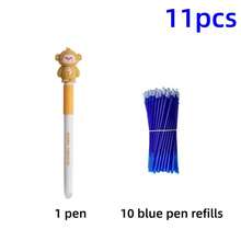 11pcs Erasable Neutral Pen Set, Includes 1 Pen + 10 Refills (Blue Ink), Pen Body With Built-In Eraser. Suitable For Note-Taking, Daily Writing, High-Quality Office And Student Stationery, Great Birthday Gift - Multicolor - View 18
