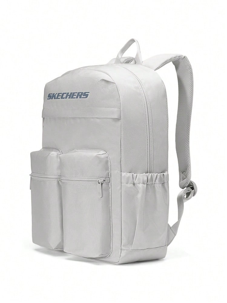 Skechers Unisex Durable Water-Resistant Large Capacity Student Backpack With Multiple Compartments For School And Commuting, Minimalist Design, Size: Approx. 47x32x15cm - Light Grey - View 1