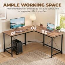 Corner L-Shape Computer Desk PC Workstation Writing Gaming Table Home Office On-Site - 1 - View 5