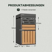 Outdoor Multi-Functional Cabinet Grey – With Integrated Planter And Waste Bin Compartment - 灰色 - 查看 2