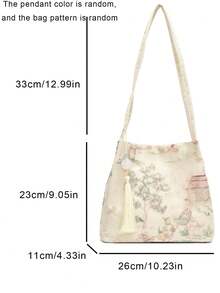Nicekee Landscape Embroidered Shoulder Bag, Paired With Dynamic Tassel Hanging Accessories, Gentle And Elegant, Suitable For Shopping, Daily Commuting - Multicolor - View 6