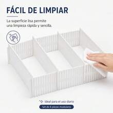Set Of 6 Adjustable Drawer Dividers White PP Plastic, Modular Organizer 44x10x0.2cm For Underwear, Socks, Cosmetics And Kitchen Utensils - 彩色 - 查看 9