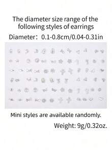RINTOLER 36 Pairs Minimalist Personalized Multi-Color Small Plastic Hypoallergenic Mini Earrings Set, Random Pattern, Darker Colors - Silver - View 11