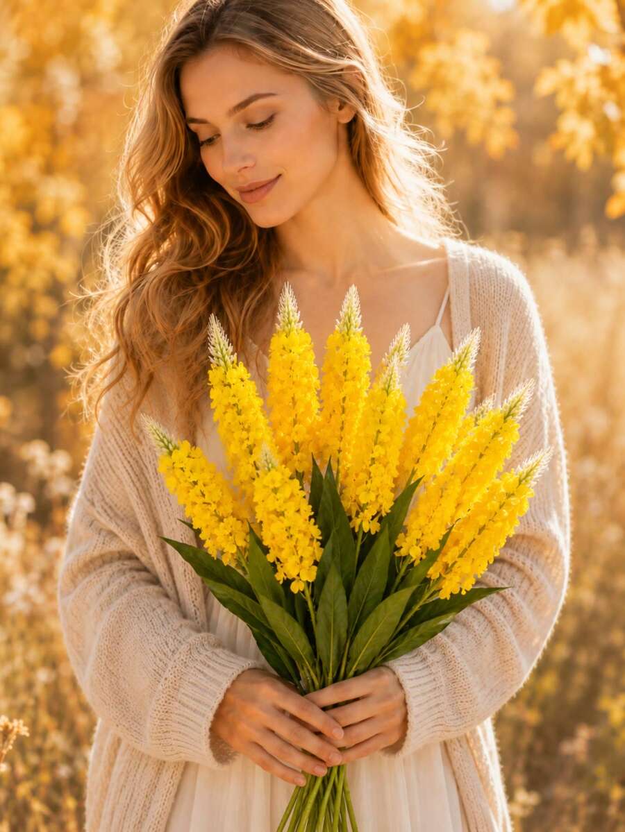 1pc Realistic Soft Yellow Hyacinth Artificial Flower, Suitable For Spring Home Decor, Dining Table And Farmhouse Floral Arrangement Faux Flower Stem - Yellow - View 1