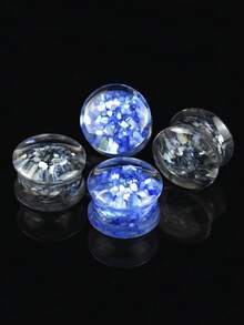 1 Pair 8-30mm Shell Fragment Lightweight Low Sensitivity Round Shape Acrylic Body Piercing Jewelry Tunnel Plugs - Sequins - View 1