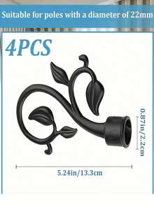 2pcs Curtain Rod Decorative Finials, Curtain Rod End Caps, Curtain Top Decorative Covers, Curtain Rod End Decor, Plastic Curtain Rod Top Decorative Heads, Suitable For 2.2cm/0.87in Diameter Curtain Rods - Black - View 7
