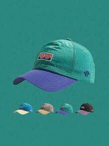1pc Contrast Color Quick-Dry Sun Hat, Unisex, Outdoor Casual Embroidered Baseball Cap, Suitable For Outdoor Camping And Daily Wear - Color-block Embroidery - View 1