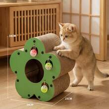 1 buah Papan Penggaruk Kucing Berbentuk Bunga dengan Bola Lonceng Interaktif, Alas Penggaruk Kucing Karton Tahan Lama, Mainan Kucing Dalam Ruangan untuk Perawatan Cakar dan Hiburan, Alas Pelindung Furnitur untuk Anak Kucing dan Kucing Dewasa - Gaya kelopak bunga - View 6