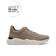 Alto Calçados Titan Tênis Casual Em Couro Que Aumenta até 10cm - Caqui - Visão 1