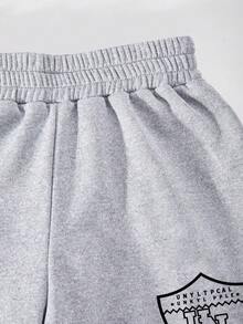 Tween Girl Letter Print Hoodie And Sweatpants - Grey - View 5